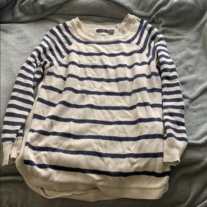 Blue and cream striped sweater